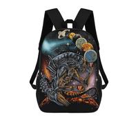 sinyumoney Alien Cosmic Guardian 3D Printed Children's School Backpack for Kids High Capacity Travel Rucksacks Book Bags Kids School Bag Back Pack 17inch