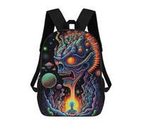 sinyumoney Alien Cosmic Portrait Children's School Backpack 3D Printed for Kids Travel Rucksacks Book Bags for Boys Elementary School Students 17inch