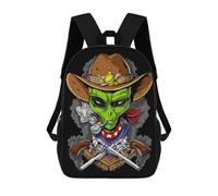sinyumoney Alien Cowboy Art Print Backpack Cartoon Plush Bag, 3D Backpack for Kids School Bag Birthday Gift Idea for Boys And Girls 17inch