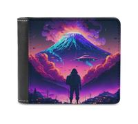 sinyumoney Alien Encounter in A Fantasy Landscape 3D Print Clutch Purse ID Window Coin Slots Note Section Soft Convenient Purse Youth Guys 11.7cm*9.5cm