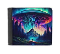 sinyumoney Alien Encounter in A Forest 3D Print Men's Wallet Holds Bills Credit RFID Blocking Stylish Banknote Compartments Fashion Slim Wallets 11.7cm*9.5cm