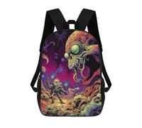 sinyumoney Alien Encounter in Space Backpack 3D Print Kids Bag Elementary Students Daypack Lightweight School Bag for Children Girls Boys Nursery Lunch Pack 17inch