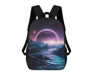 sinyumoney Alien Flooded Mountains School Backpack Lightweight Casual Daypack School Backpacks for Boys/Girls/Teenagers 17inch