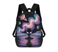 sinyumoney Alien in Space Water Children's School Backpack 3D Printed for Kids Travel Rucksacks Book Bags for Boys Elementary School Students 17inch