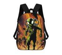 sinyumoney Alien Invasion Artwork Backpacks 3D Printed Kids School Backpack School Bag Fashion Rucksacks for Boys Elementary And Middle School Students 17inch