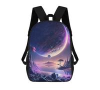 sinyumoney Alien Lake with Giant Planet Children's Backpack, Schoolbag Large Capacity Students Bookbag Rucksack Knapsack for Boys Girls Adults Teen 17inch