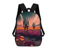 sinyumoney Alien Landscape with Astronauts School Bag Backpack Teen Schoolbag 3D Printing Adjustable Schoolbag Fashion Pocket Bag for Kids Boys Girls Students And Teenagers Fans 17inch