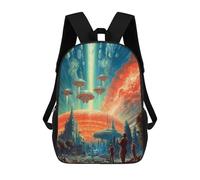 sinyumoney Alien Landscape with Flying Saucers Kids Backpacks Children Bag,Anime Bag,Large Capacity Kids Backpack, 3D Printed Children's,Student Schoolbag,Kids Boys Girls School Bag 17inch