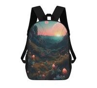 sinyumoney Alien Landscape with Glowing Flowers Kids School Backpack 3D Printed Fashion School Bag Casual School Bag for Boys Elementary And Middle School Students 17inch
