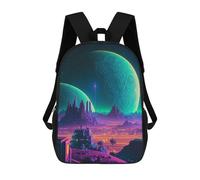 sinyumoney Alien Landscape with Glowing Moons Children's Backpacks School 3D Printed Bag Bookbag for Kids Travel Rucksacks Boy Girl Book Bags Kids School Bag 17inch