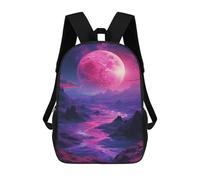 sinyumoney Alien Landscape with Pink Planet Rucksack Water Resistant Travel Backpack Computer Bag for Teenage Girls Boys Women Men 17inch