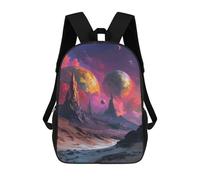 sinyumoney Alien Landscape with Planets School Backpack Schoolbags For Girls Boys Backpack With Pocket Fashion School Bag Kids Backpack 17inch