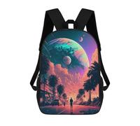 sinyumoney Alien Paradise Street Scene 3D Printed School Bag Children's School Backpack Schoolbags Travel Backpacks Casual Fashion Bag for Kids School Students 17inch