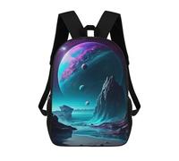 sinyumoney Alien Planet Landscape -13 Rucksacks 3D Printed Children Backpacks Fashion Casual Daypack Cute Travel Bags Outdoor Casual Daypack for Boy And Girl 17inch