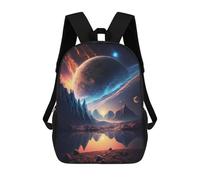 sinyumoney Alien Planet Reflection Children's School Backpack 3D Printed for Kids Travel Rucksacks Book Bags Kids School Bag 17inch