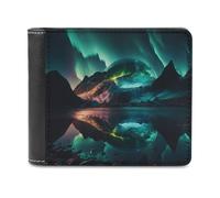 sinyumoney Alien Planet with Aurora Borealis 3D Print Wallet Bills Credit Cards Leather RFID Banknote Compartments Fashion Slim Wallets Youth Guys 11.7cm*9.5cm