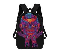 sinyumoney Alien Portrait 3D Printed Children's School Backpack for Kids Travel Rucksacks Book Bags Kids School Bag 17inch