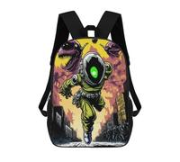 sinyumoney Alien Pursuit Space Odyssey School Bag 3D Printed Backpacks Fashion Kids School Backpack Boys Rucksacks for Boys Middle School Students 17inch