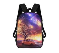 sinyumoney Alien Sky Car Journey Backpacks, Kids Backpack Student School Bag 3D Printed Travel Backpacks Fashion Accessory Backpack Children Waterproof School Bags 17inch