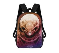 sinyumoney Alien Spacesuit Portrait Backpacks Kids School Backpack School Bag 3D Printed School Bag for Boys Elementary And Middle School Students 17inch