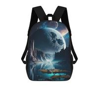 sinyumoney Alien Waterfall Landscape Children's School Backpack 3D Printed for Kids Travel Rucksacks Book Bags Kids School Bag 17inch