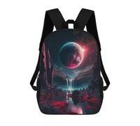 sinyumoney Alien Waterfall Planet 3D Printed Children's School Backpack for Kids High Capacity Travel Rucksacks Book Bags Kids School Bag Back Pack 17inch