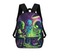 sinyumoney Aliens Conducting Experiments Backpack 3D Print Kids Bag Elementary Students Daypack Lightweight School Bag for Children Girls Boys Nursery Lunch Pack 17inch