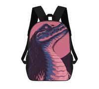 sinyumoney Alligator Illustration in Pink And Blue School Bags Lightweight Casual Daypack School Backpacks for School/Work/Travel 17inch