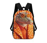 sinyumoney Alligator in Orange Style Suit Backpack School Bag High Secondary School Bags Casual Backpack for Teenage Girls Boys Women Men 17inch