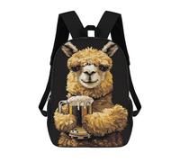 sinyumoney Alpaca Beer Backpack 3D Printed Kids School Backpack High Capacity Travel Backpacks Book Bags Kids Backpack 17inch