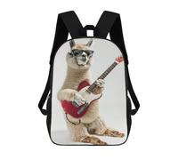 sinyumoney Alpaca Guitar Backpack School Secondary Causal Travel High School Bags for Men/Women 17inch
