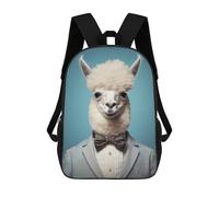 sinyumoney Alpaca in A Suit School Backpack Lightweight Casual Daypack School Backpacks for Boys/Girls/Teenagers 17inch