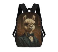 sinyumoney Alpaca in Suit with Bow Tie 17inch School Bag 3D Printed Children's School Backpack Casual Fashion Travel Backpacks for Kids School Students