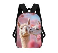 sinyumoney Alpaca Love in Bloom Kids' Backpack 3D Printing School Bag Boys Cool Daypacks Casual Knapsack Fun Back Bag for Kids And Teenager 17inch