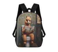 sinyumoney Alpaca Reading Newspaper on Toilet Children's Backpacks School Backpack 3D Printed for Kids Travel Rucksacks Book Bags Kids 17inch School Bag