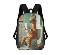 sinyumoney Alpaca Sitting on Toilet Rucksack Lightweight Casual Daypack School Backpacks- Perfect for Travel, Work And Daily Use 17inch