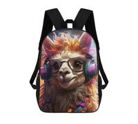 sinyumoney Alpaca with Headphones School Bags Water Resistant School Bag Business Backpack for Boys/Girls/Teenagers 17inch