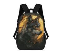 sinyumoney Alpha Wolf Under Full Moon Backpacks Kids Student Schoolbag,3D Printed Backpacks,Elementary And Middle School Students Backpacks for Boys Girls 17inch