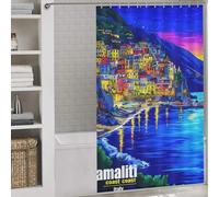 sinyumoney Amalfi Coast Dreams Decor Bath Curtains 100% Polyester Fabric Washable Shower Curtains Mould Proof for Bathroom Wet Room 53.54x70.87Inch（136x180cm）