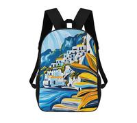 sinyumoney Amalfi Coast II School Bag Backpack Teen Schoolbag 3D Printing Adjustable Schoolbag Fashion Pocket Bag for Kids Boys Girls Students And Teenagers Fans 17inch