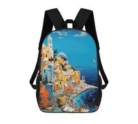 sinyumoney Amalfi Coast Italy Backpacks Kids School Backpack School Bag 3D Printed School Bag for Boys Elementary And Middle School Students 17inch