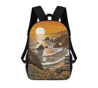 sinyumoney Amazing Beach 3D Printed Kids School Bag Rucksacks Children's School Fashion Casual Back Pack High Capacity Travel Book Bags Backpack for Kids 17inch