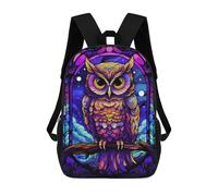 sinyumoney Amazing Owl Stained Glass Rucksacks 3D Printed Children Backpacks Fashion Casual Daypack Cute Travel Bags Outdoor Casual Daypack for Boy And Girl 17inch