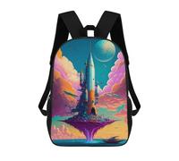 sinyumoney Amazing Rocket The Sea 3D Printed Children's School Backpack for Kids High Capacity Travel Rucksacks Book Bags Kids School Bag Back Pack 17inch