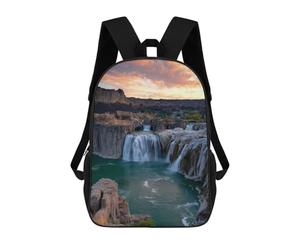 sinyumoney Amazon Waterfall Sunset Scenic View School Backpack Water Resistant Travel Backpack Computer Bag for Men, Women & Teenage Boys 17inch