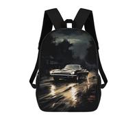 sinyumoney American Car Noir Style Rucksacks 3D Printed Children Backpacks Fashion Casual Daypack Cute Travel Bags Outdoor Casual Daypack for Boy And Girl 17inch