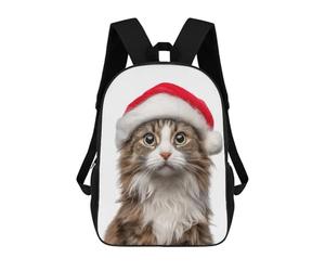 sinyumoney American Curl Cat Wearing Santa Hat Portrait 3D Printed Kids School Bag Rucksacks Children's School Fashion Casual Back Pack High Capacity Travel Book Bags Backpack for Kids 17inch