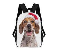 sinyumoney American English Coonhound Dog with Santa Hat Children's School Backpack 3D Printed for Kids Travel Rucksacks Book Bags for Boys Elementary School Students 17inch
