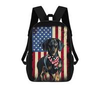 sinyumoney American Flag Dachshund Art Print 3D Printed School Bag Children's School Backpack Schoolbags Travel Backpacks Casual Fashion Bag for Kids School Students 17inch