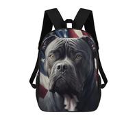 sinyumoney American Flag Dog Portrait Backpacks Kids School Backpack School Bag 3D Printed School Bag for Boys Elementary And Middle School Students 17inch